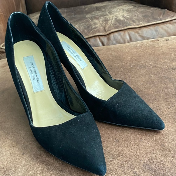 Saks Fifth Avenue black suede pumps - Picture 1 of 5